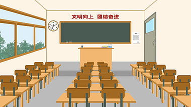 扁平学校教室讲台课桌mg场景视频背景视频的预览图