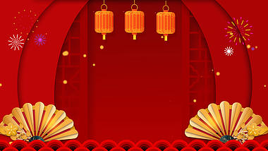 新年红色喜庆背景视频AE模板视频的预览图