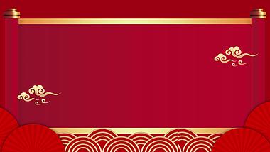 新年新春春节晚会喜宴喜庆红色卷轴边框视频背景视频的预览图