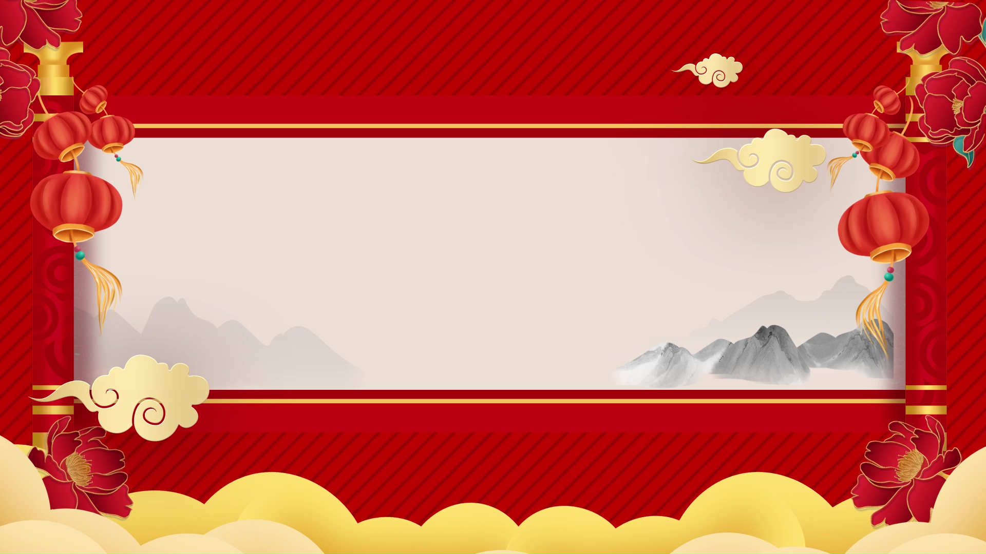 喜庆红色新年新春春节卷轴水墨画中国风动态视频背景视频的预览图
