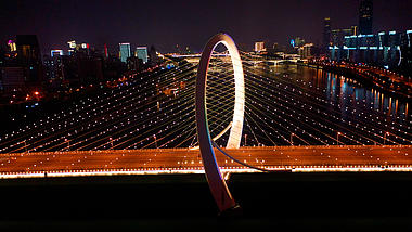 4k广西地标白沙大桥夜景航拍实拍视频视频的预览图