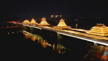 4k凤凰岭大桥夜景航拍实拍视频视频的预览图