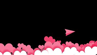 剪纸风情人节浪漫纸飞机粉色爱心视频装饰底部边框视频的预览图