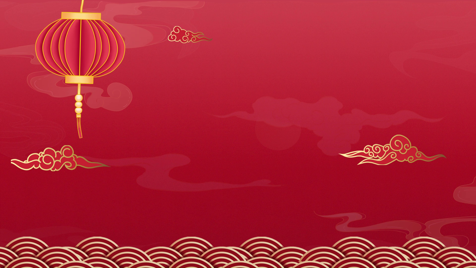 简约新式中国风新年春节祥云灯笼红色喜庆视频背景视频的预览图