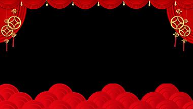 红色喜庆中国风新年拜年祝福边框春节新春视频边框视频的预览图