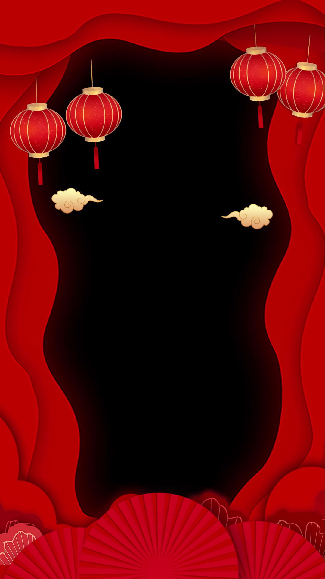 竖屏剪纸风新年春节喜庆红色边框中国风视频边框视频的预览图