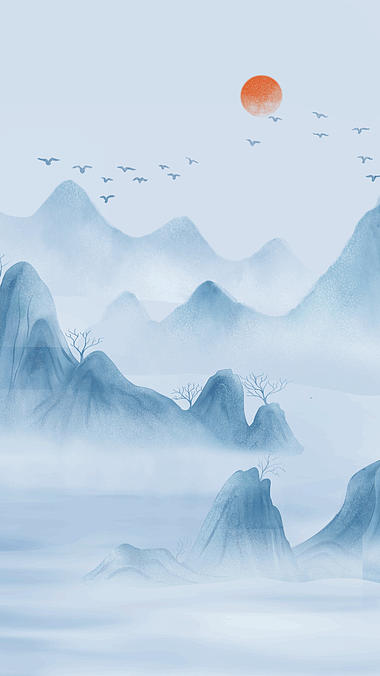 中国风水墨山水古风竖版视频背景海报视频的预览图