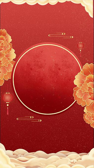 古典国风红色中国风春节新年祥云竖版海报视频背景视频的预览图