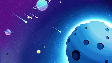 儿童卡通蓝色宇宙星空视频背景视频的预览图