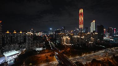 4k深圳福田CBD夜景灯光车流实拍视频视频的预览图