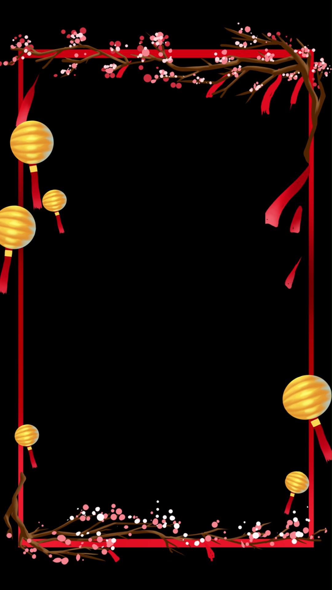 竖屏古风红色新年新春灯笼边框视频视频的预览图