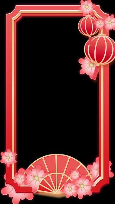 竖屏新年新春国风花朵立体视频边框视频的预览图