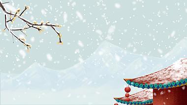 冬天冬季雪景下雪中国风水墨画视频背景视频的预览图