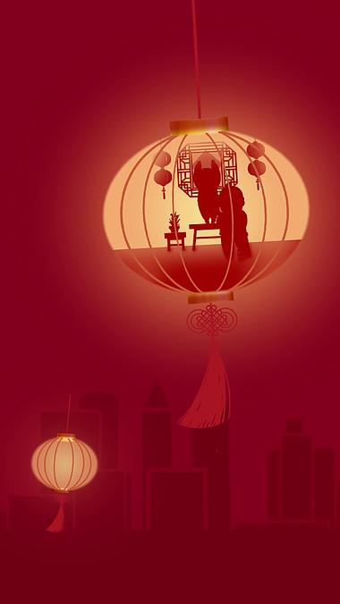 竖屏春节新春灯笼烟花红色喜庆竖版视频背景海报视频的预览图