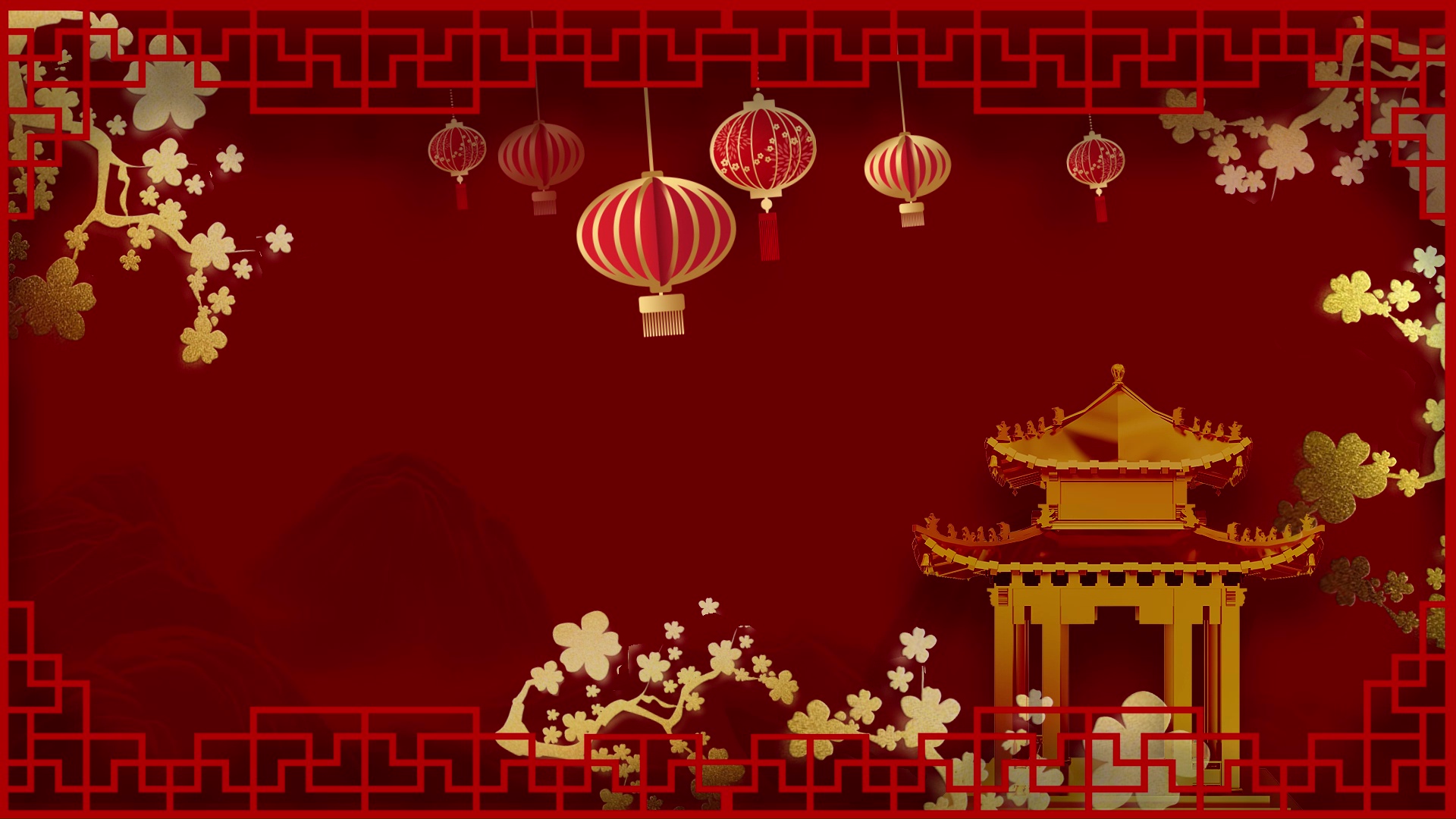 新年春节新春镂空立体红金中国风动态视频背景视频的预览图