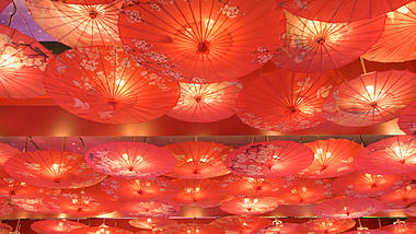 4K新年春节元宵节灯光伞空镜视频的预览图
