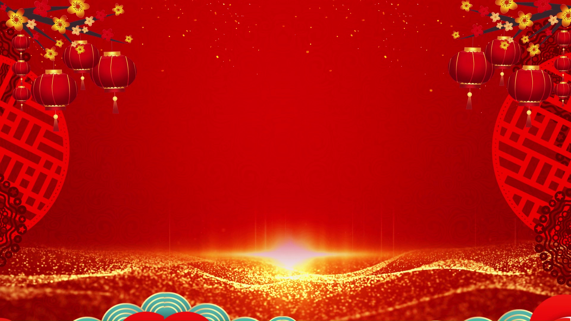 大气震撼粒子喜庆红色中国风春节联欢晚会循环视频背景视频的预览图