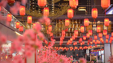 4K春节新年夜晚深圳东门町的红灯笼视频的预览图