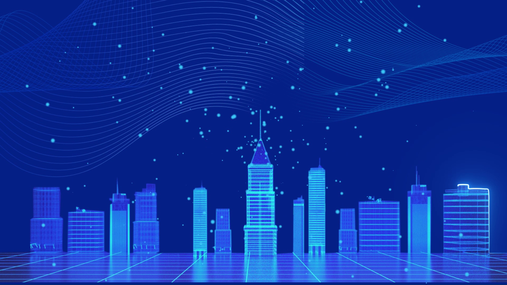 科技蓝色商务城市背景光效建筑视频背景视频的预览图