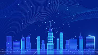 科技蓝色商务城市背景光效建筑视频背景视频的预览图