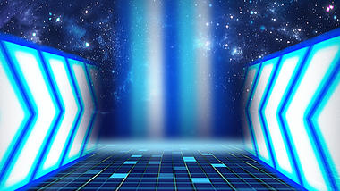 科技商务空间星空蓝色立体空间会场活动视频的预览图
