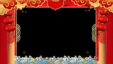 喜庆新年春节婚庆拜年祝福边框视频ae模板视频的预览图