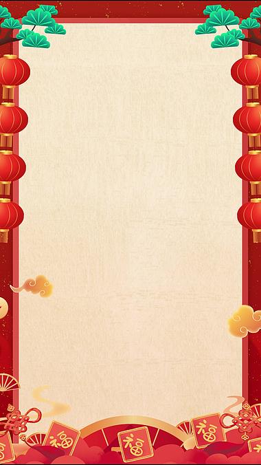 新年红色中国风春节竖版视频背景边框海报视频的预览图