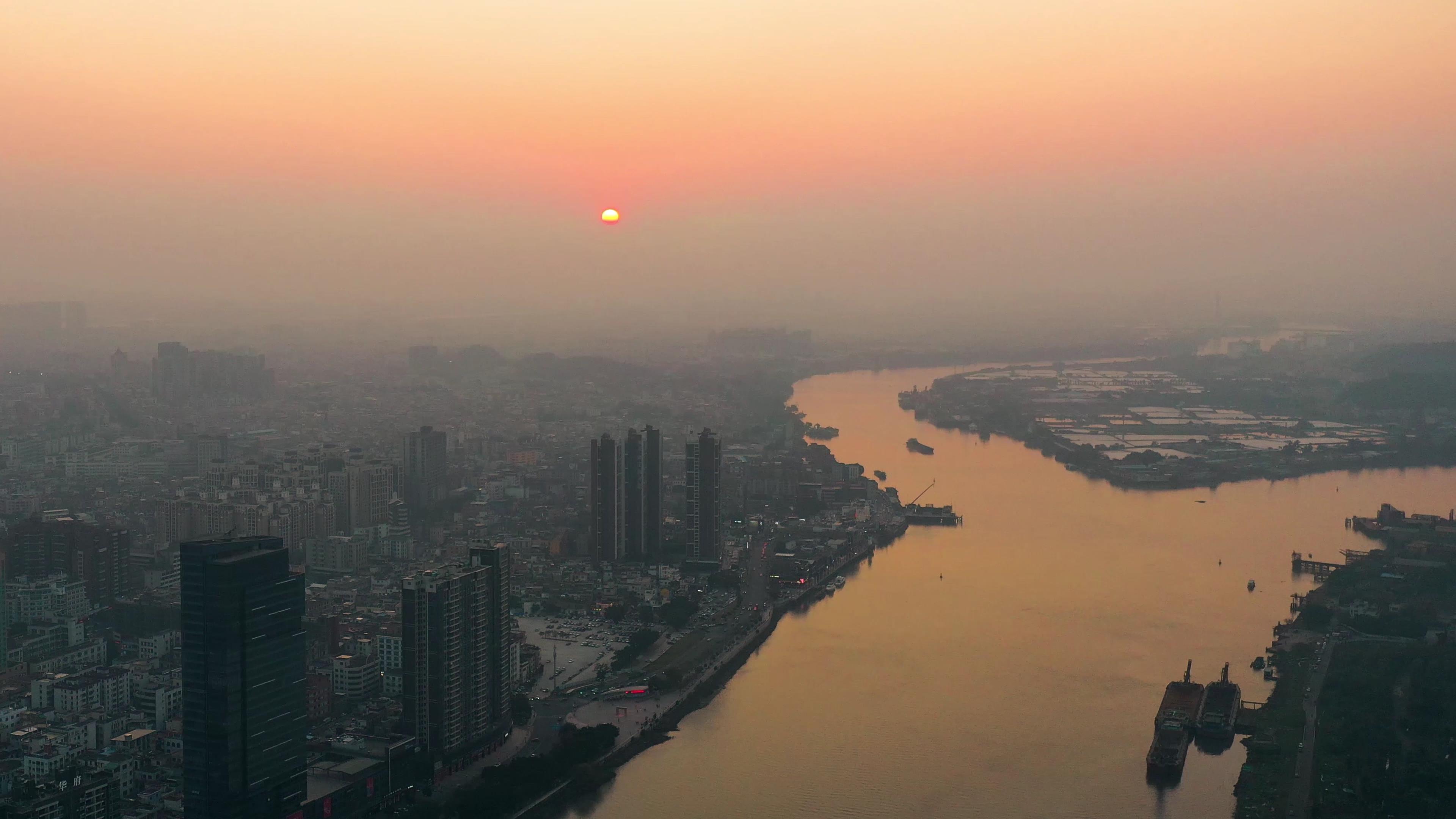 4k实拍城市江河日落移动延时视频的预览图