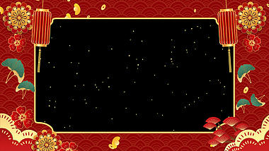 新年红色国潮中国风喜庆拜年边框视频边框视频的预览图