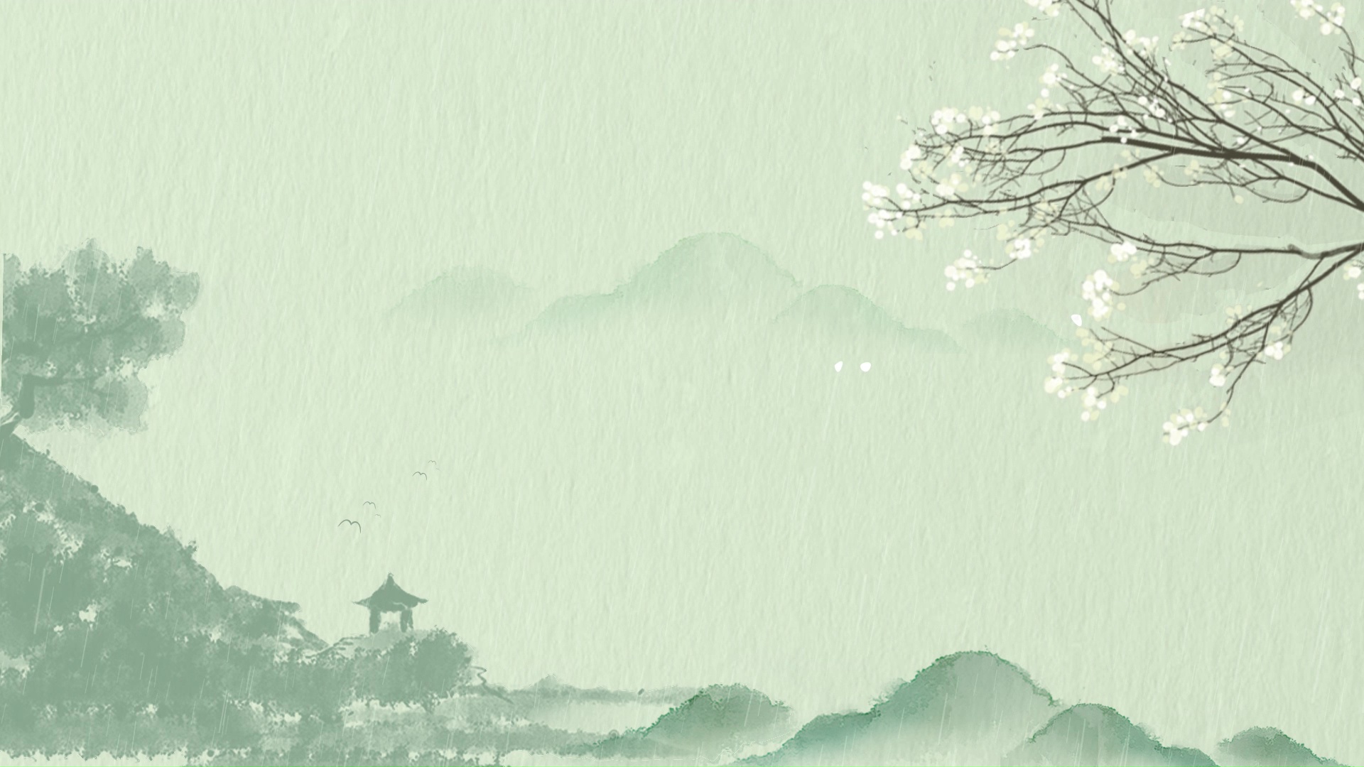 春天谷雨雨水下雨中国风古风水墨山水画杏花雨视频背景视频的预览图