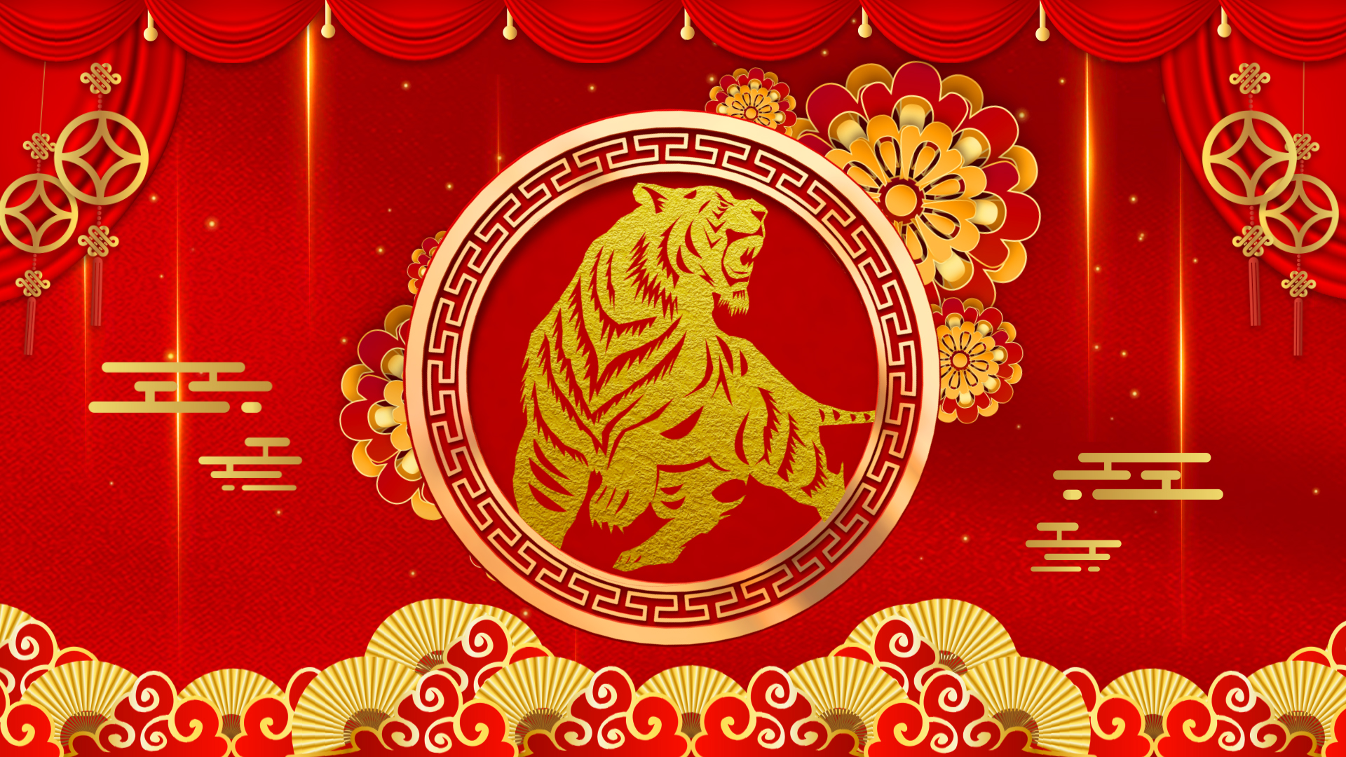 中国风红色虎年新年喜庆背景AE模板视频的预览图