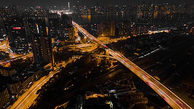 4K航拍城市夜景延时杭州复兴立交车流视频的预览图