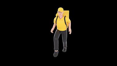 C4D立体人物黄色外卖员跑步3d视频的预览图
