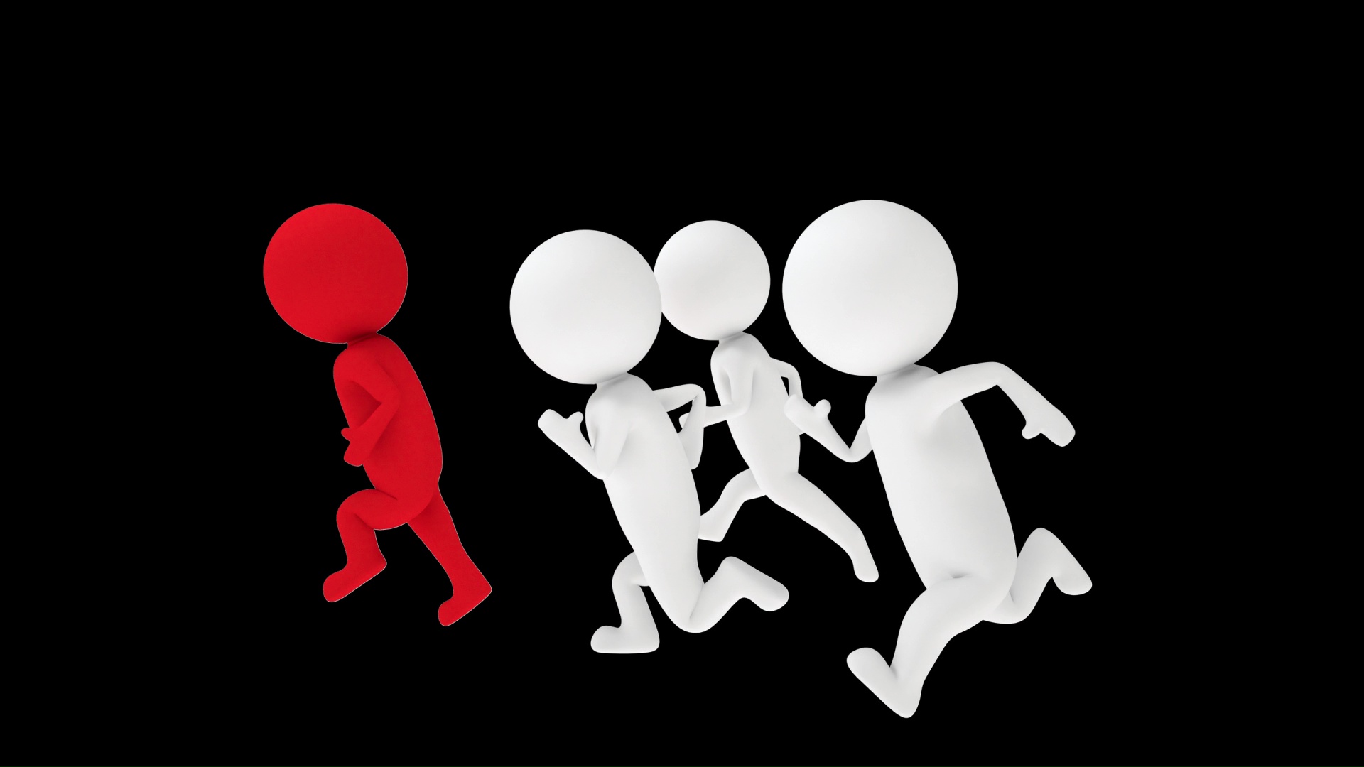 C4D红色小人带领白色小人跑步小人3D视频的预览图