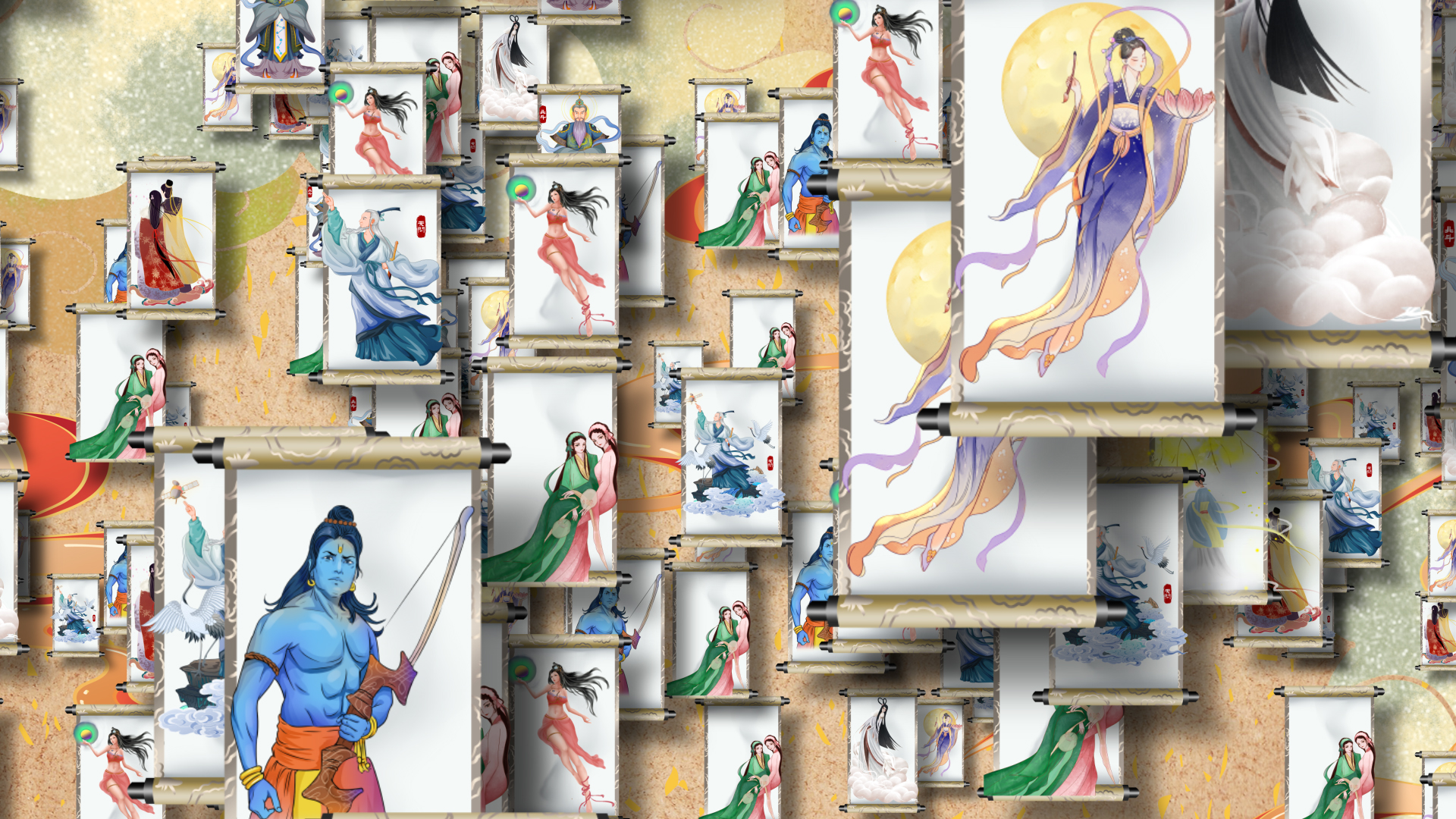 创意水墨中国风神话世界文化展示片头视频ae模板视频的预览图