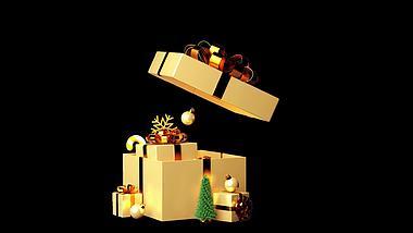 金色C4D立体圣诞圣诞节礼包礼盒3D视频的预览图