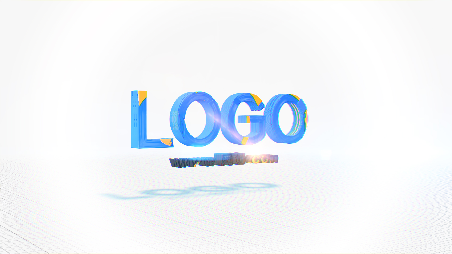 简洁彩色三维旋转镜面企业LOGO片头视频的预览图