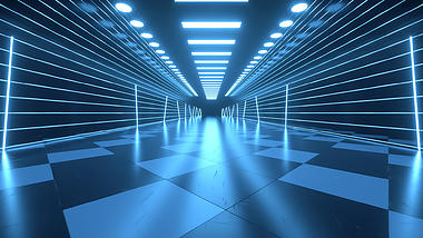 原创蓝色科技隧道空间穿梭C4D动态场景视频视频的预览图