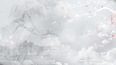 原创古风中国风水墨山水花瓣飘散视频背景ae模板视频的预览图
