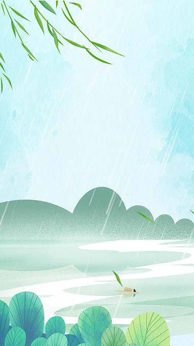 春天下雨雨水清新绿色竖版视频背景海报视频的预览图