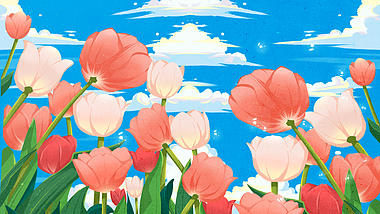 春天郁金香花朵花海唯美视频背景壁纸视频的预览图
