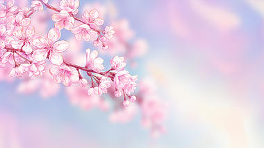 春天樱花花朵花树枝风中摇摆粉色视频背景视频的预览图