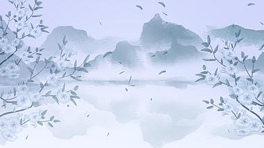 原创简约水墨晕染灰蓝色中国风视频背景模板视频的预览图
