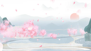 原创古风背景水墨桃林春天春季中国风视频背景视频的预览图