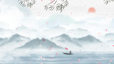 原创水墨山水竹子飘洒中国风水墨画视频背景视频的预览图