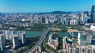 4k航拍广州城市交通广州大桥视频的预览图