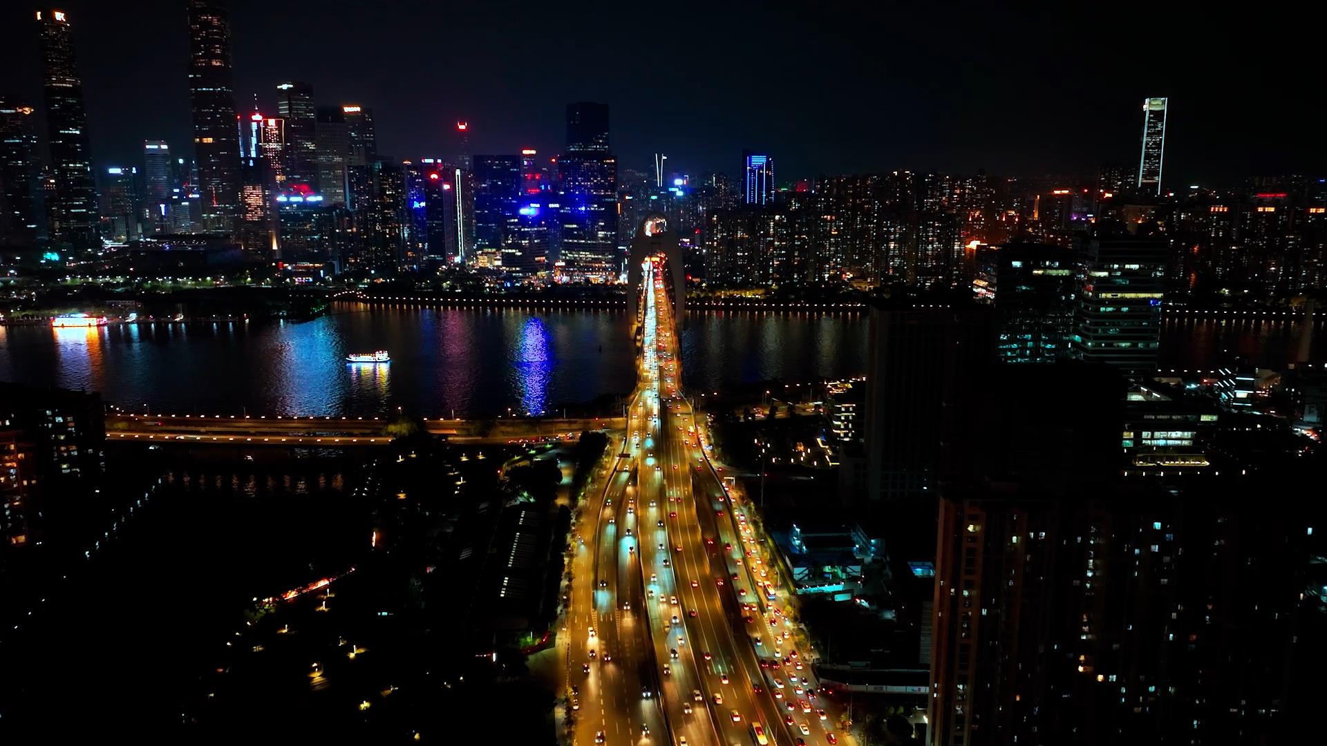 4k广州城市夜景猎德大道猎德大桥视频的预览图