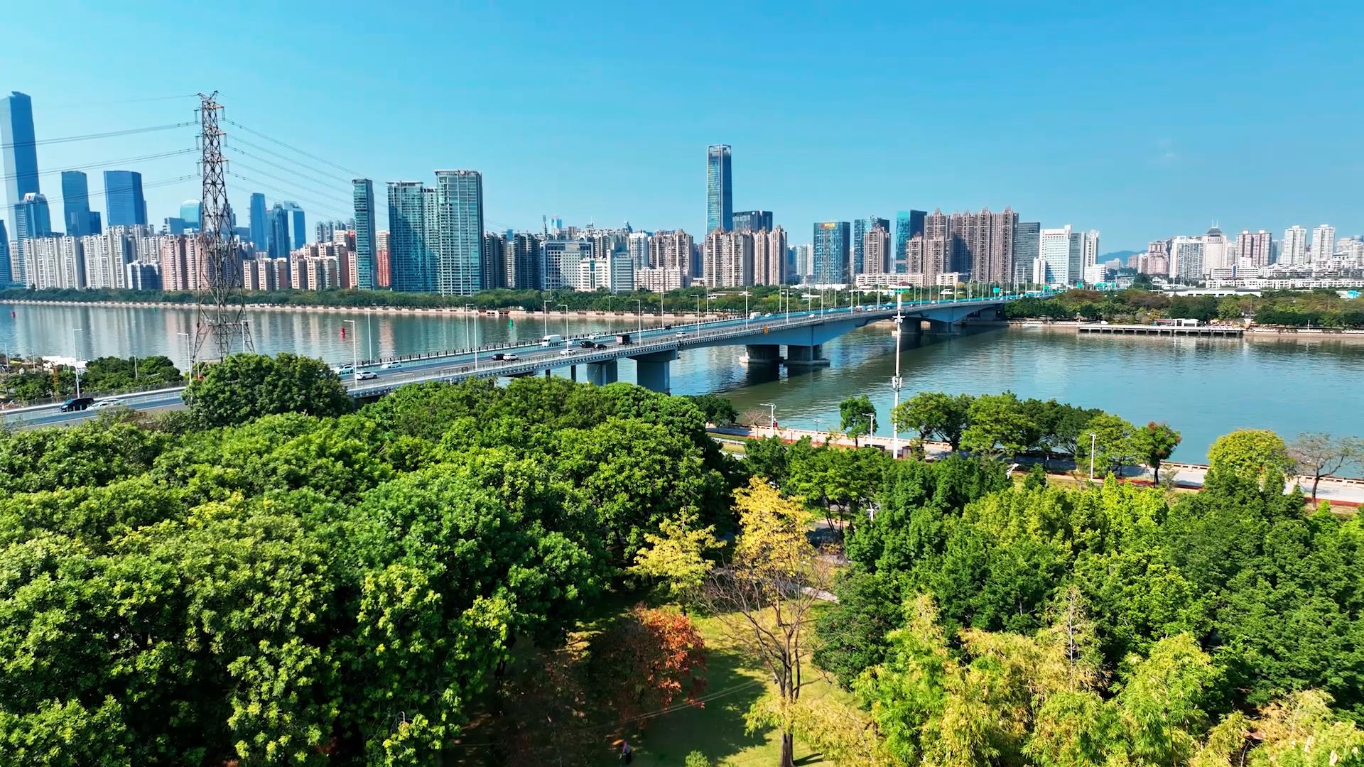 4k广州珠江风光华南大桥城市建筑风光视频的预览图