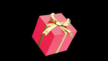 C4D立体3d金色丝带红色礼盒礼物视频的预览图