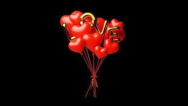 红金C4D立体情人节LOVE爱心气球3D视频的预览图